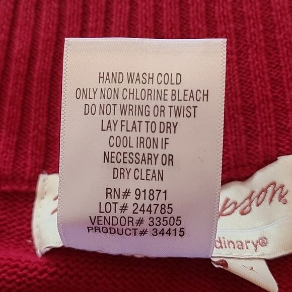 Norm Thompson Beaded Snowflake Zip Front Cotton Cardigan Sweater Red Size L - Picture 12 of 13